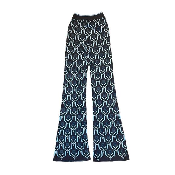 Paco Rabanne Blue Flare Pants Size Small New Retails $790 Retro - Picture 5 of 7